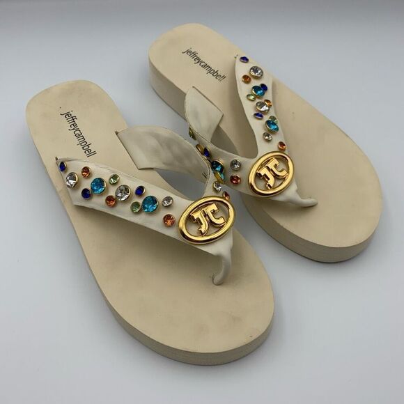 Jeffrey Campbell Iconics Womens Slip On Platform Flip Flop Sandals White Size 8 - Picture 4 of 12